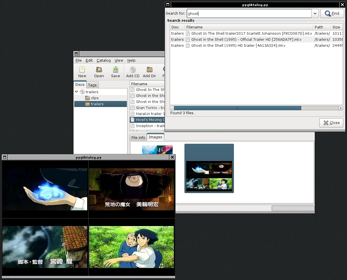 Search window and image view