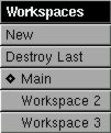 Workspaces menu