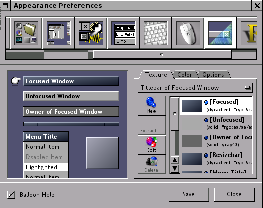 Appearance preferences tool